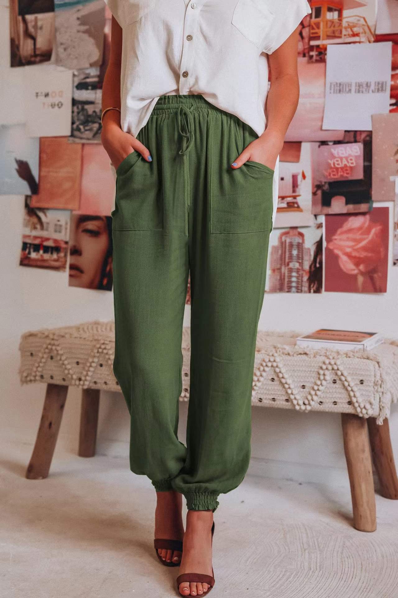 Baggy Cuffed Pants- Multiple Colors
