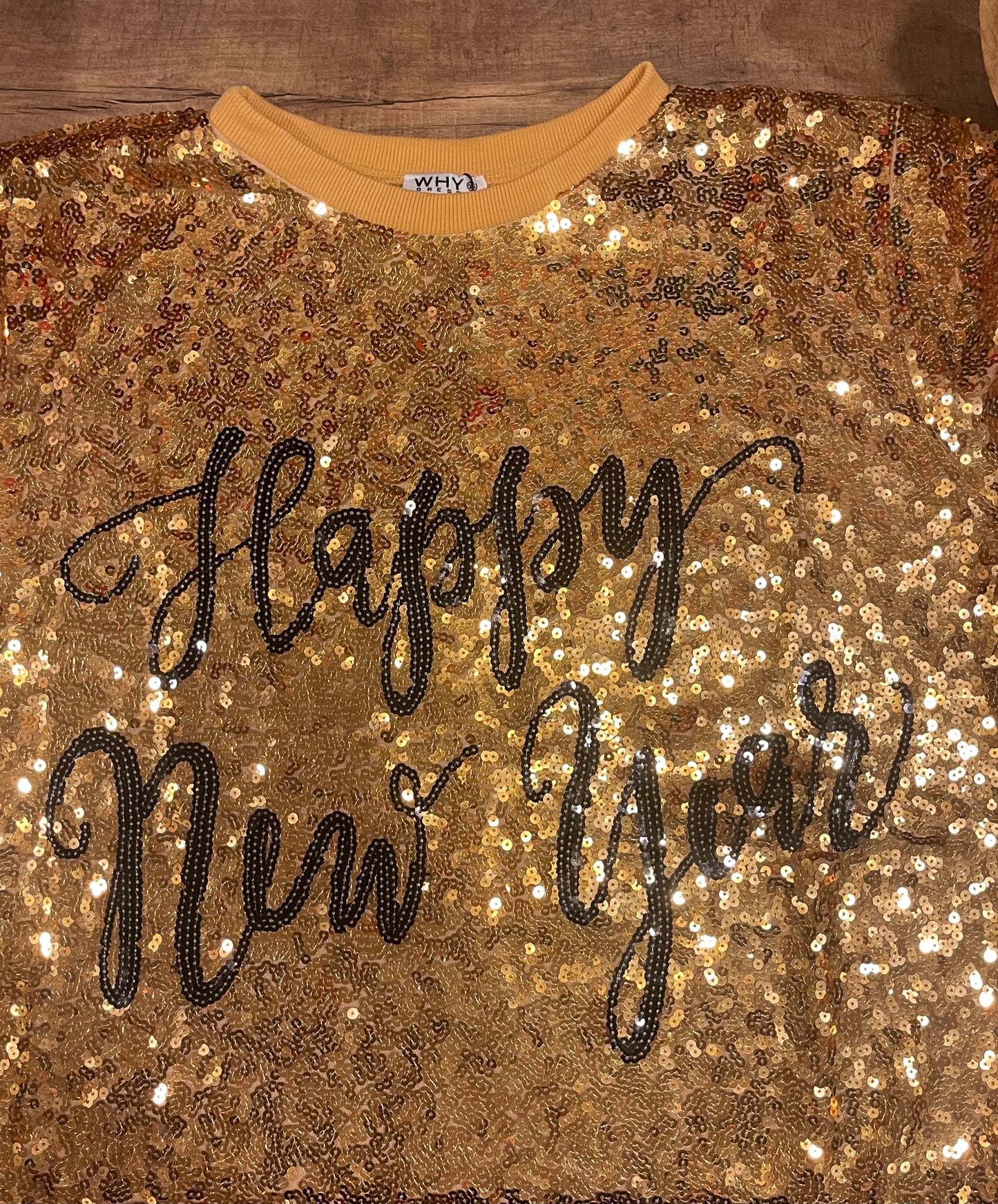 Gold Sequins 'Happy New Year' Tunic - One Size