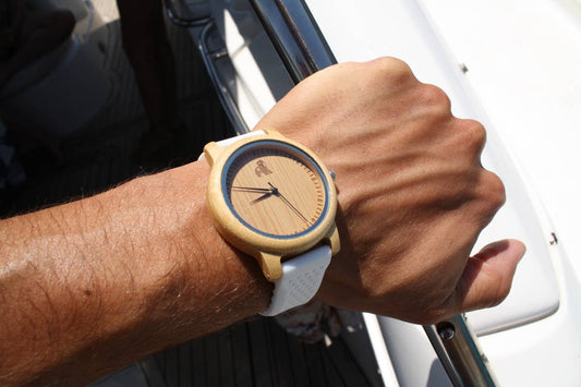 Swole Panda - Minimalist Bamboo Watch - White Strap