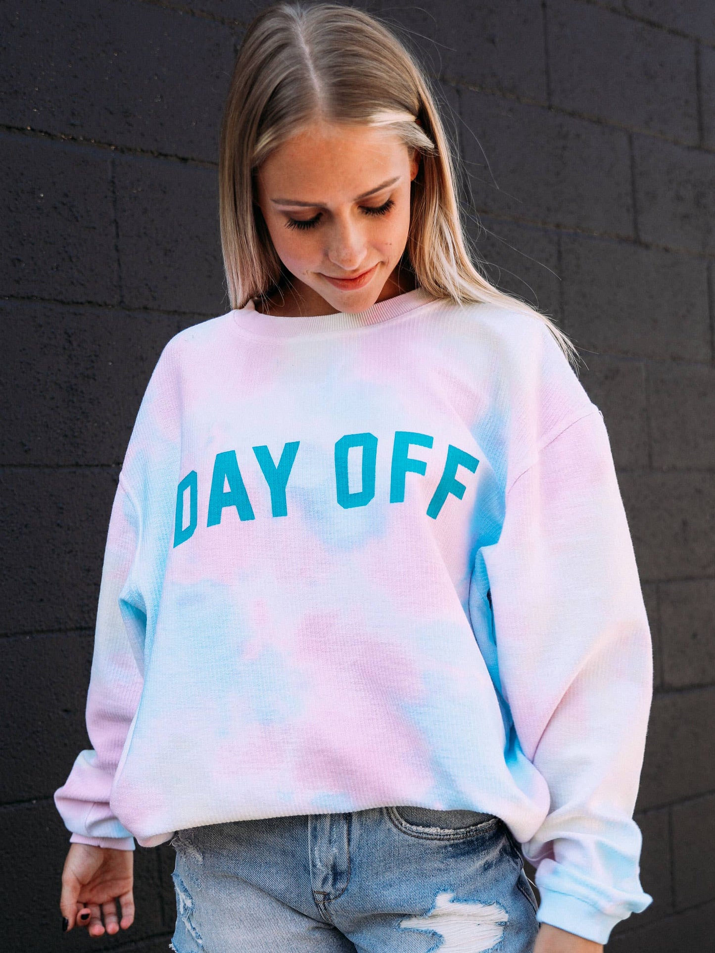 Day Off Teal Corded Sweatshirt