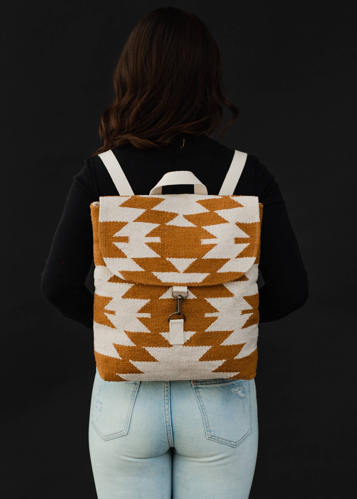 Yellow Brown & Cream Aztec Backpack