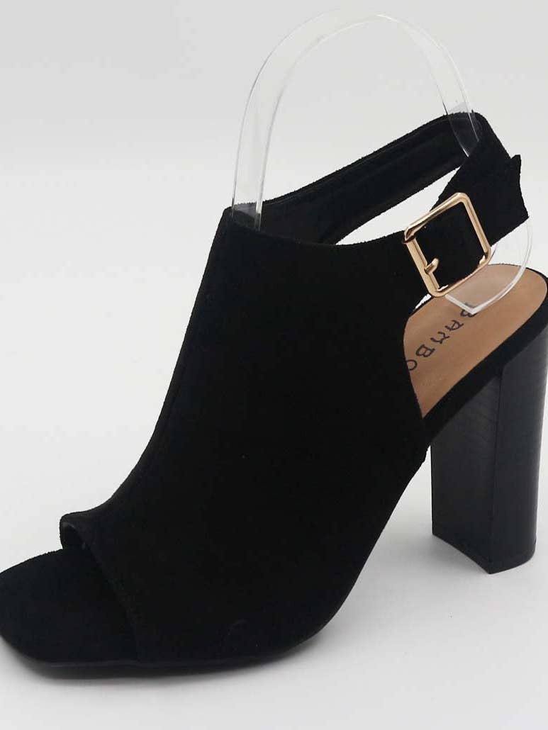 Black Open Toe Wedge Heels