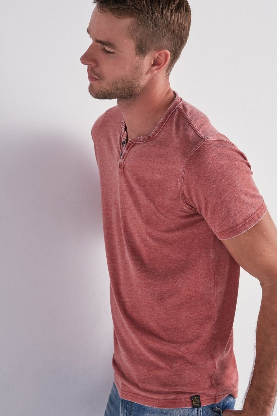 Venice Burnout Notch Neck Short Sleeve