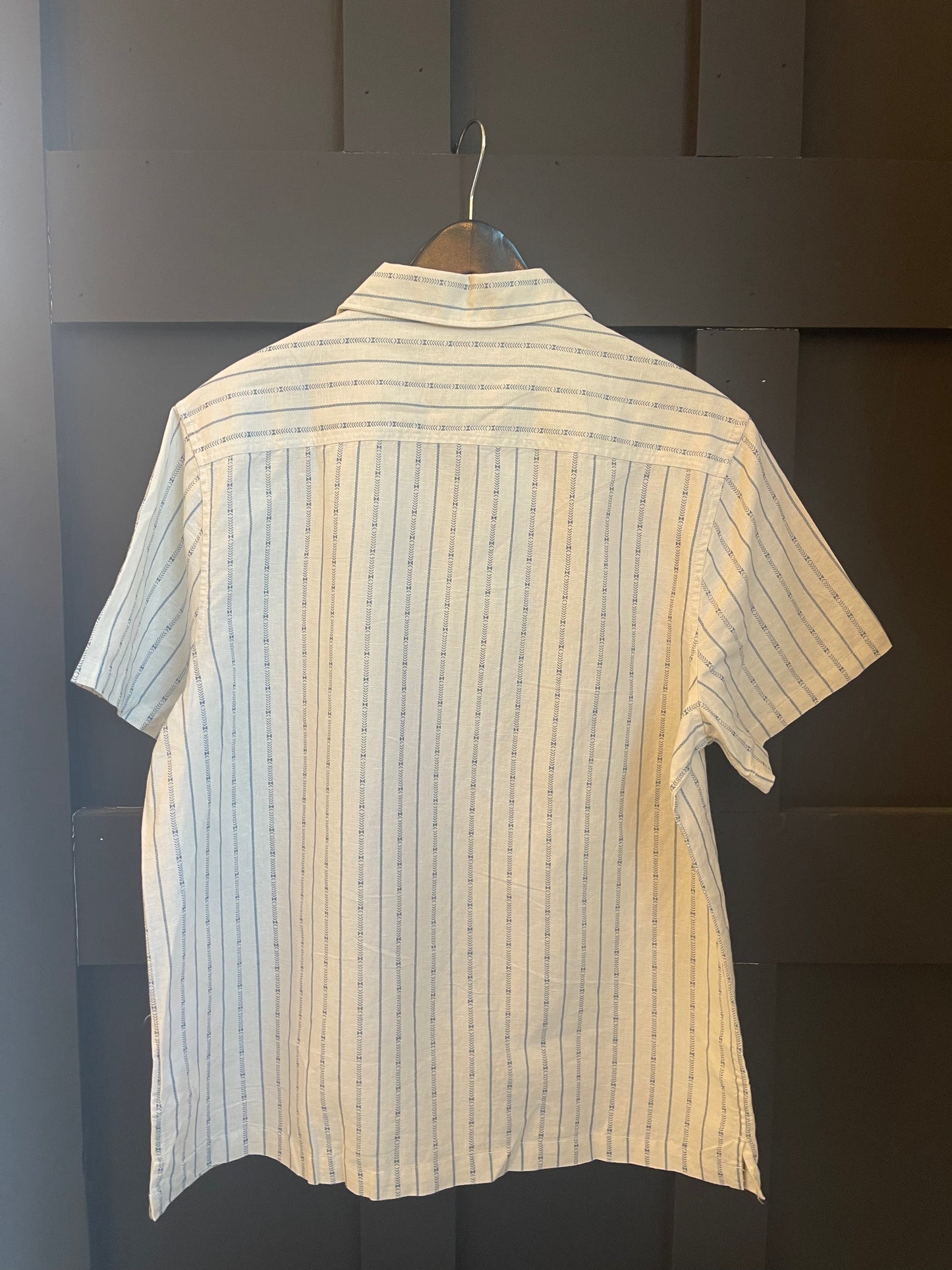 Striped Linen Camp Collar Short Sleeve