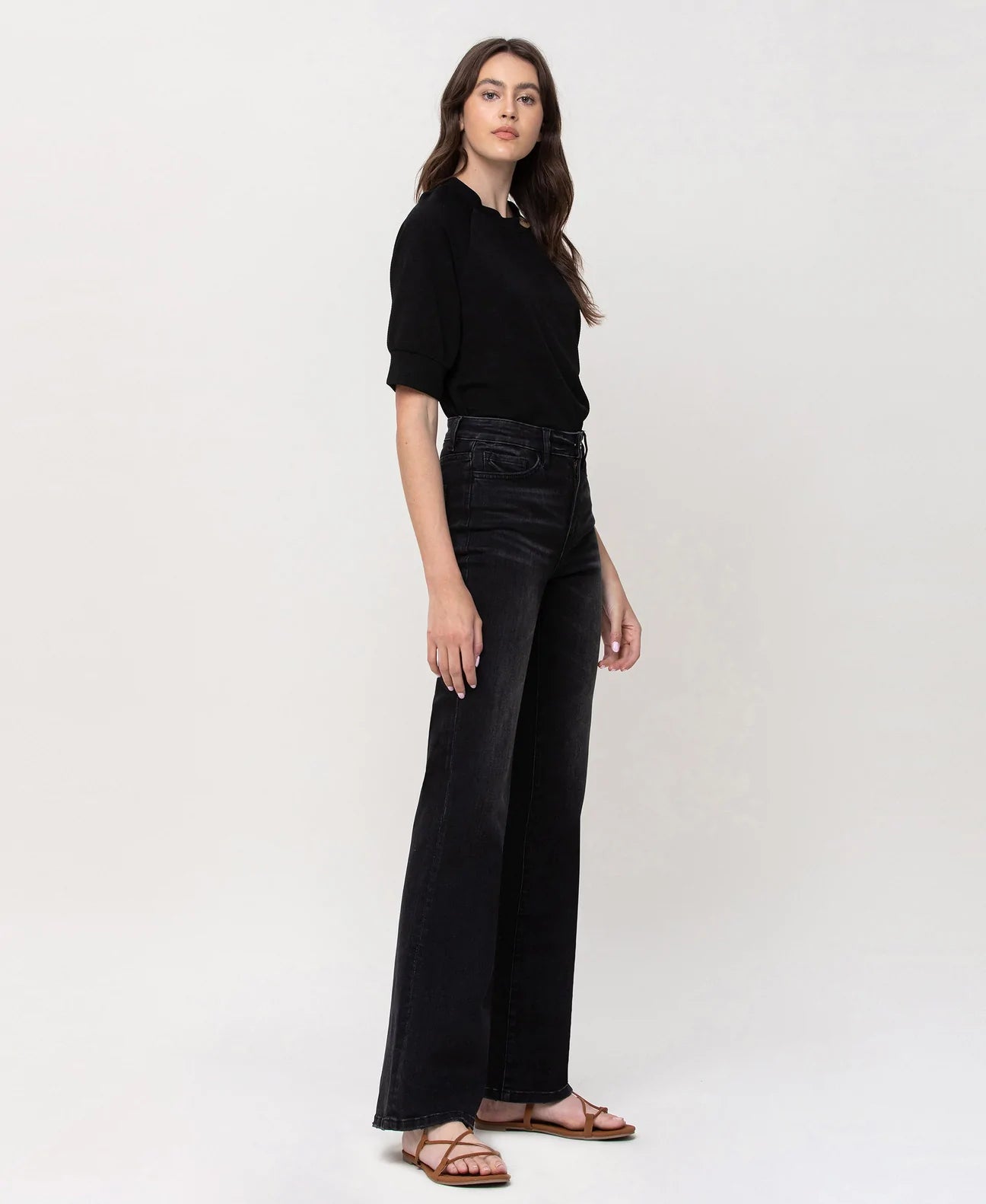 FLYING MONKEY- Black Relaxed Flair Jeans