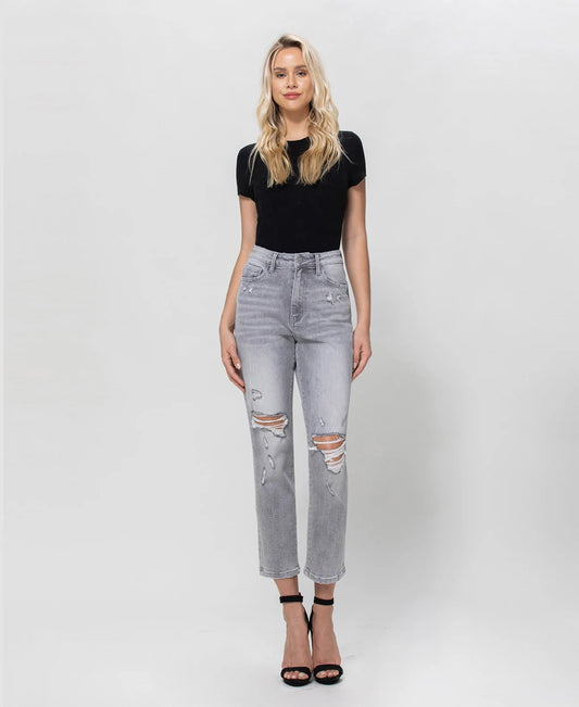 FLYING MONKEY- Gray High Rise Mom Jeans