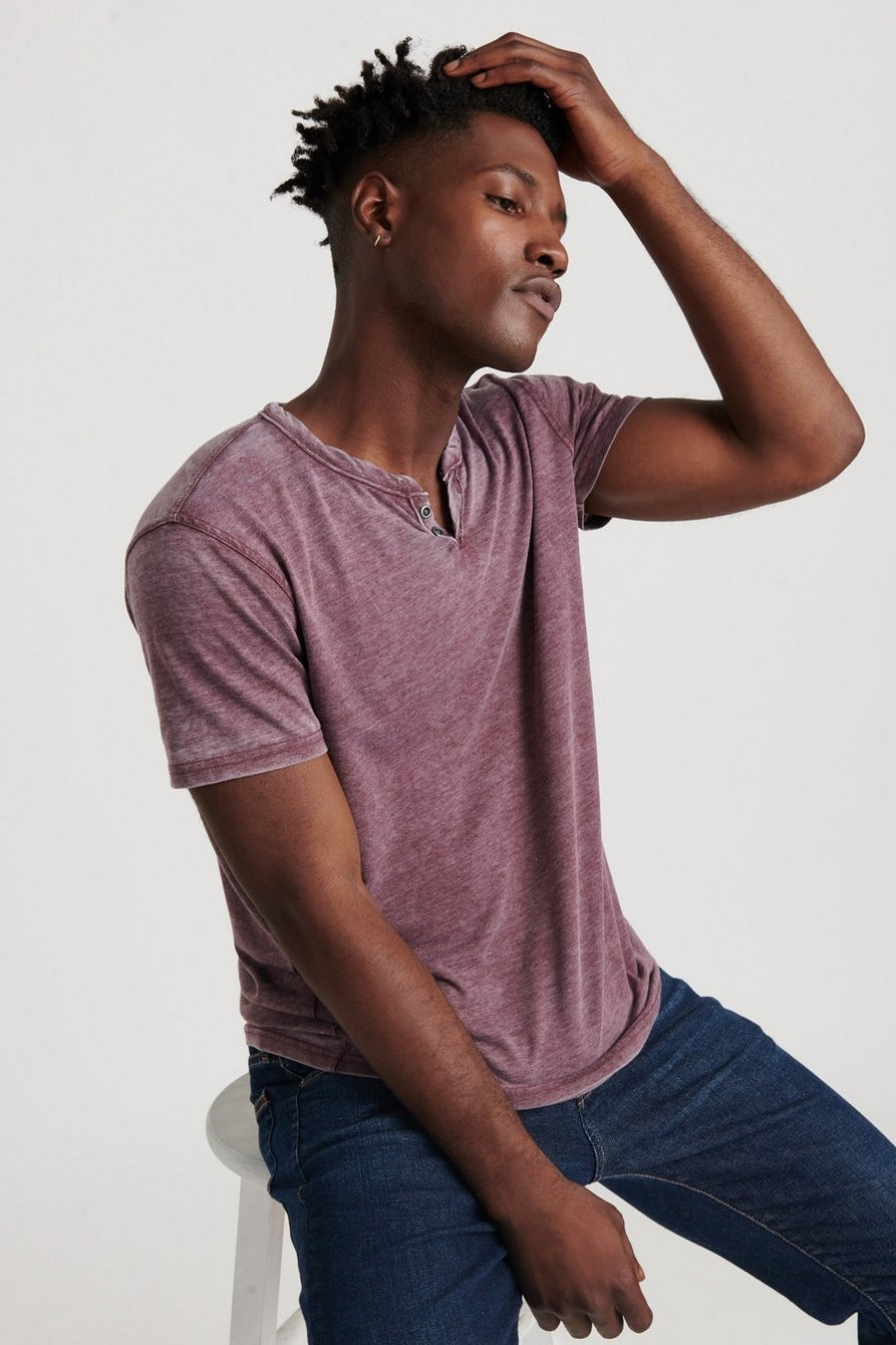 Venice Burnout Notch Neck Short Sleeve