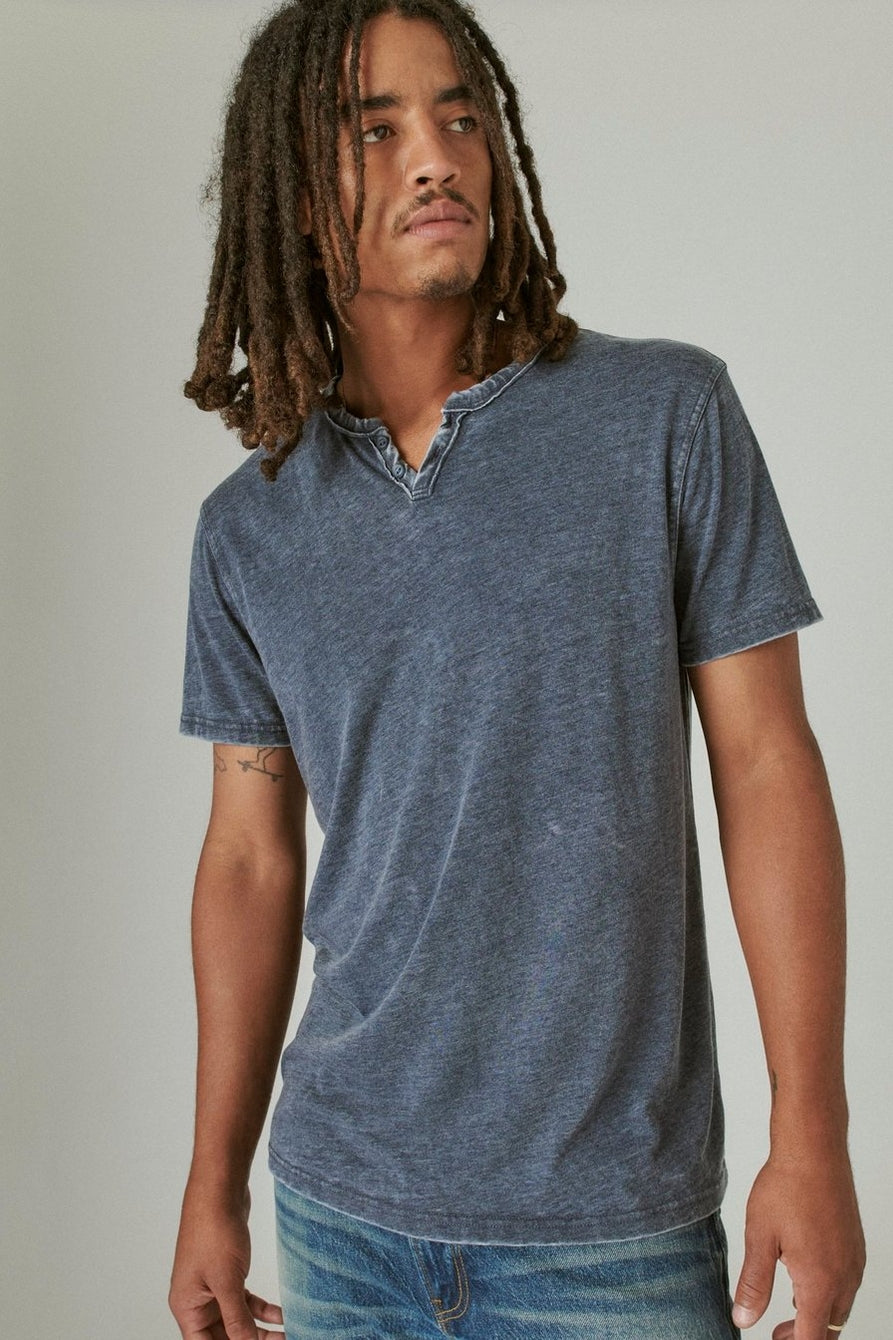 Venice Burnout Notch Neck Short Sleeve