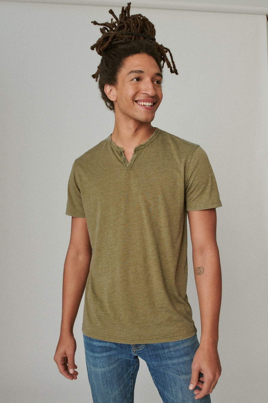 Venice Burnout Notch Neck Short Sleeve