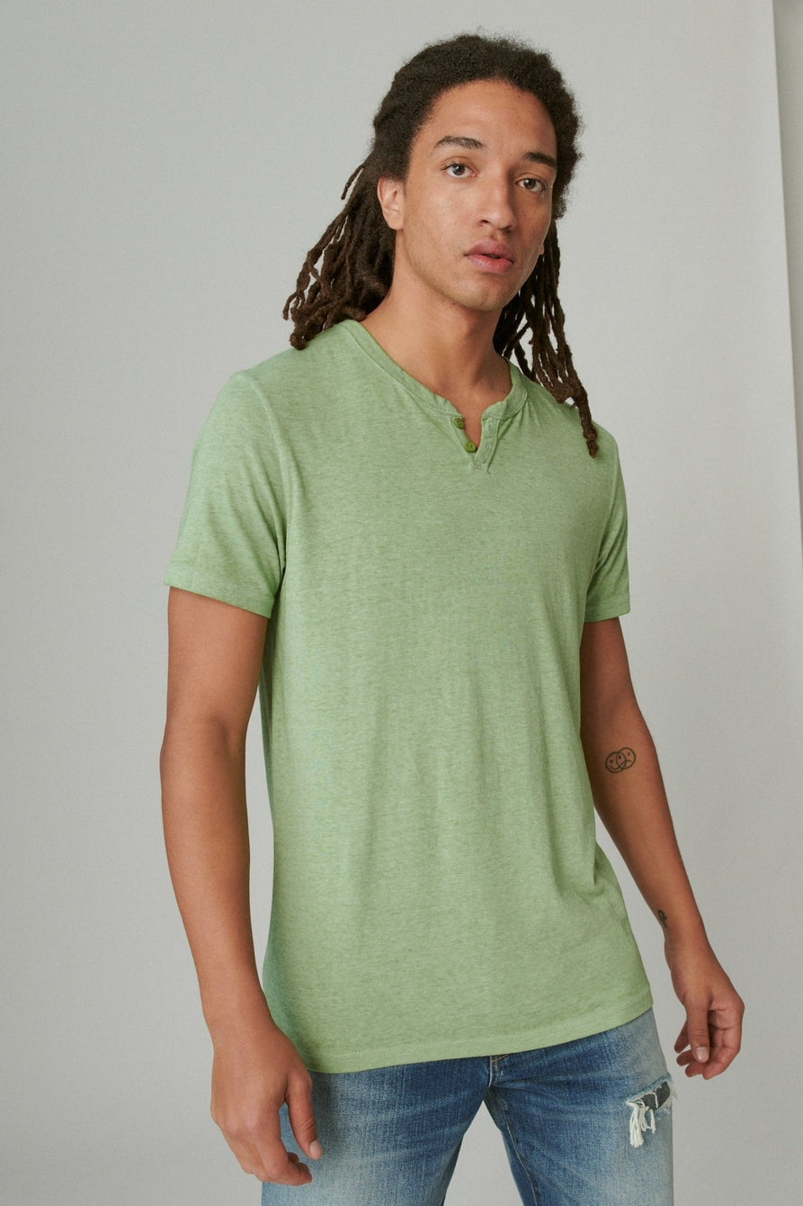 Venice Burnout Notch Neck Short Sleeve
