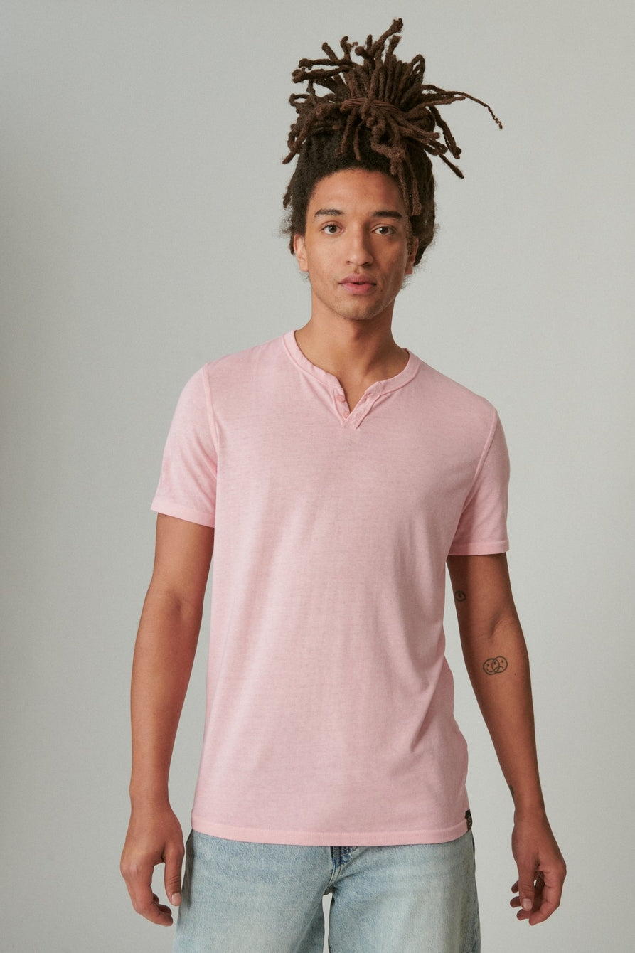 Venice Burnout Notch Neck Short Sleeve