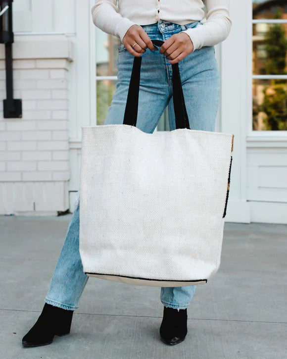 Boho Black & Brown Textured Tote