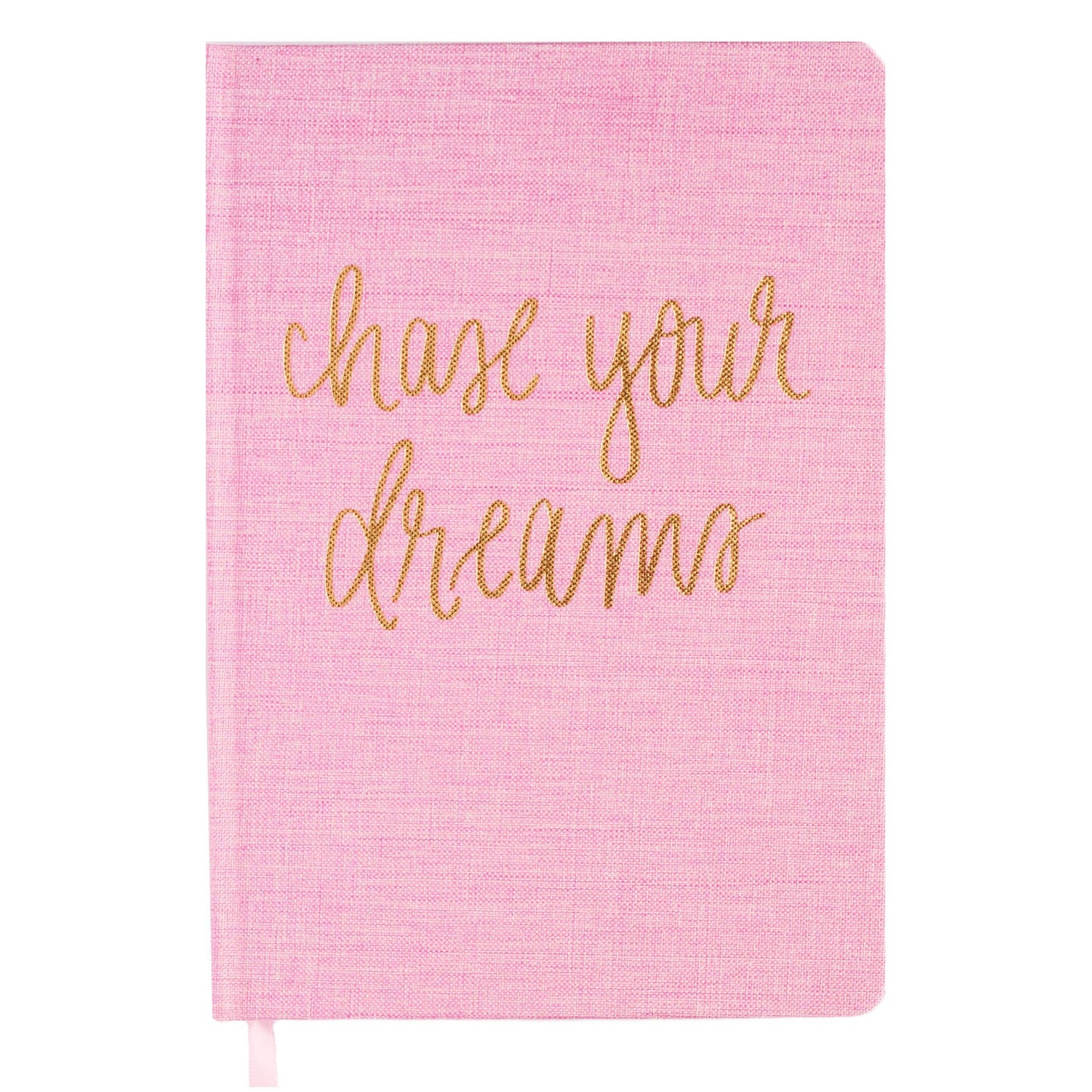 Chase Your Dreams Pink and Gold Fabric Journal