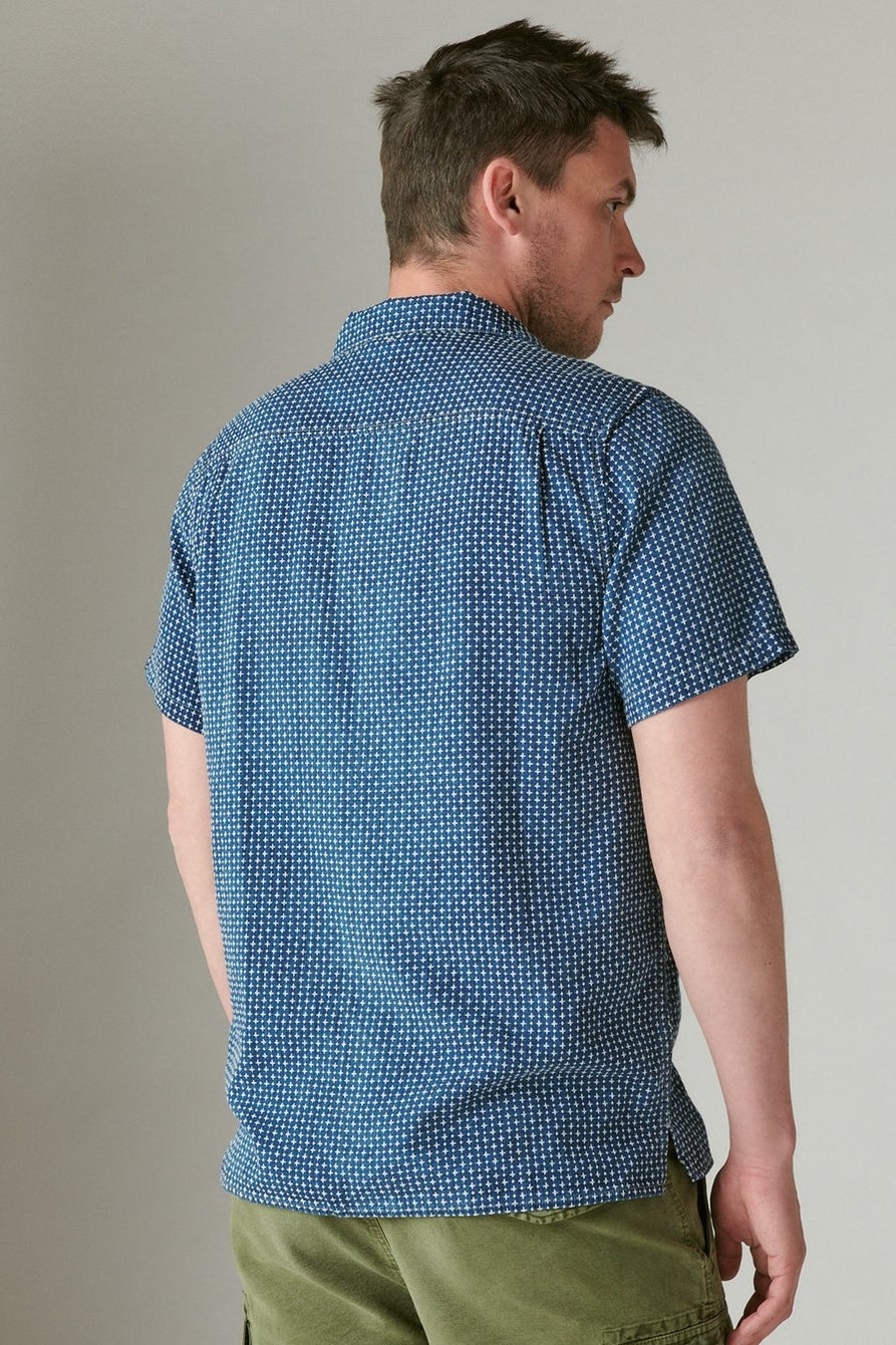 Indigo Dobby Short Sleeve Button Up