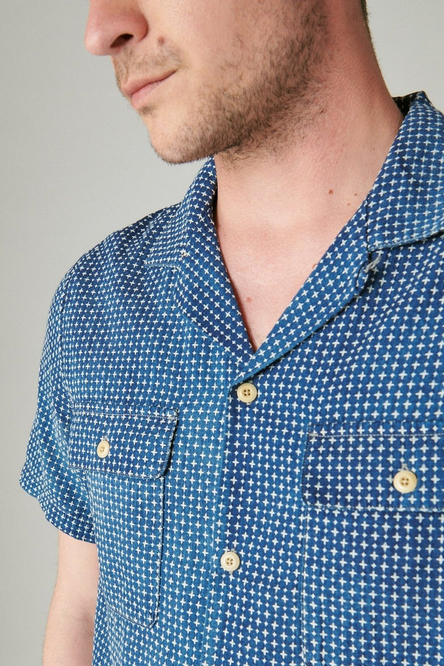 Indigo Dobby Short Sleeve Button Up