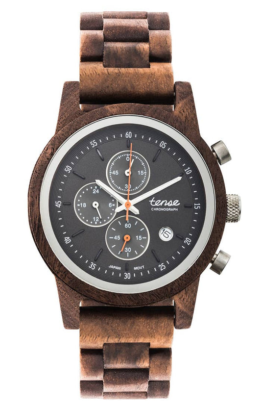 Tense Cambridge Watch - Walnut/Silver/B