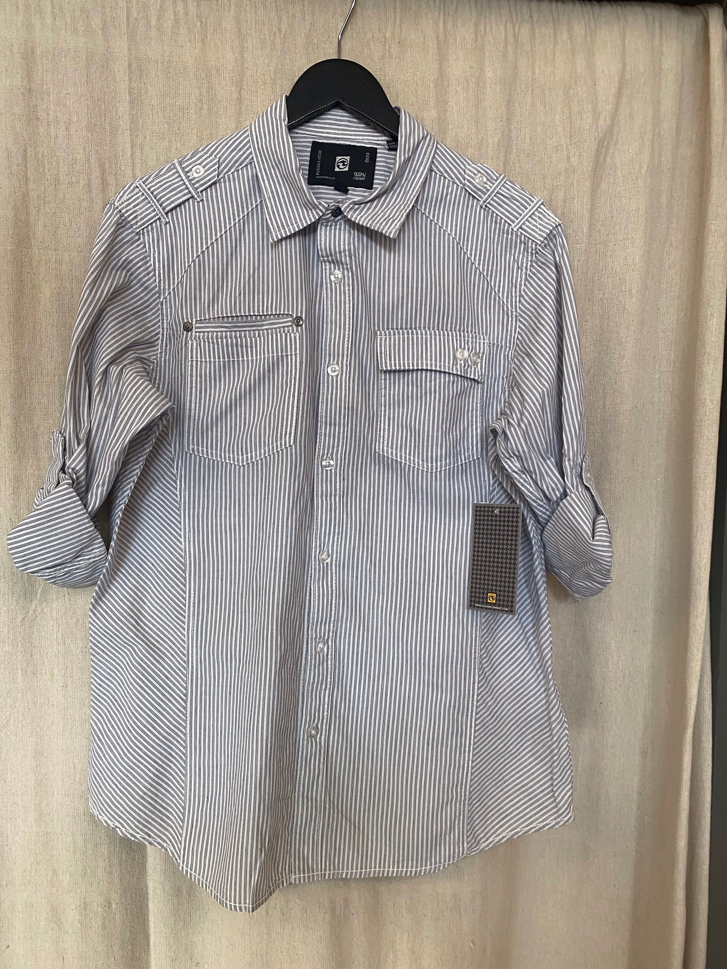 Ocean Current Striped Button-up