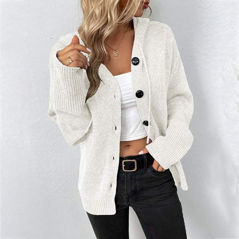 Hooded Button-Up Cardigan