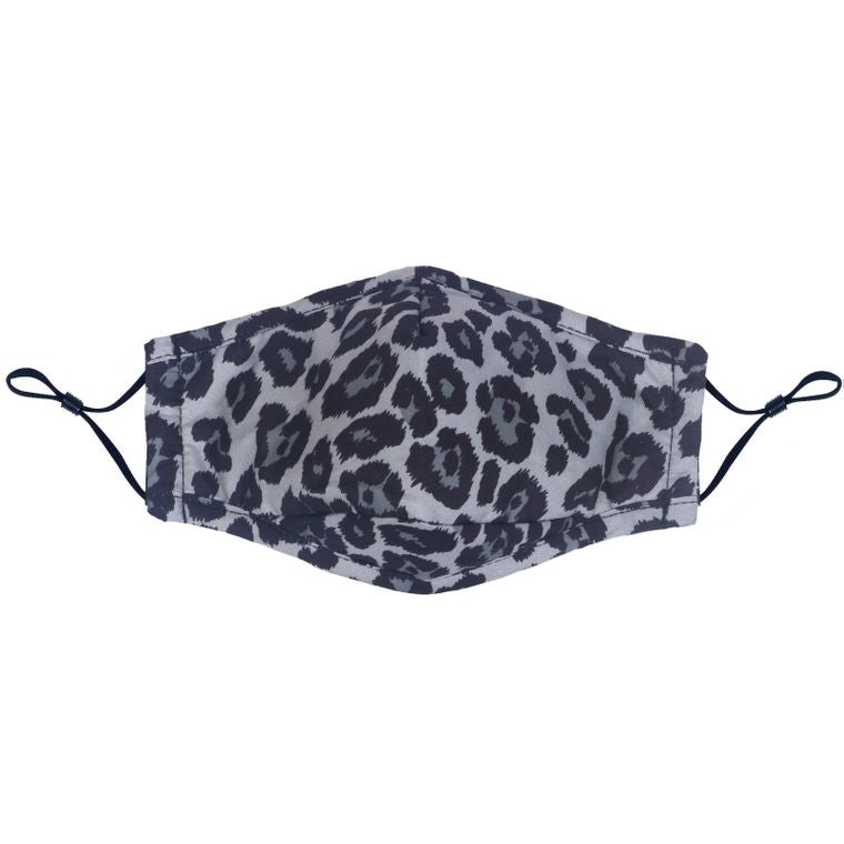 Cotton Face Mask - Grey Leopard w/Filter Slot