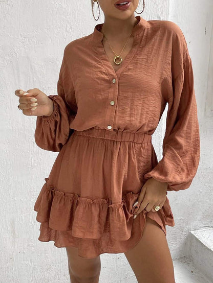 Long Sleeve Button Down Dress- MULTIPLE COLOR OPTIONS