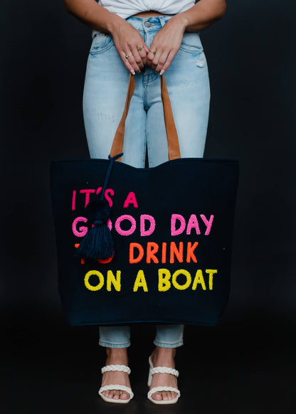 Panache Apparel Co. - Navy Drink On A Boat Tote