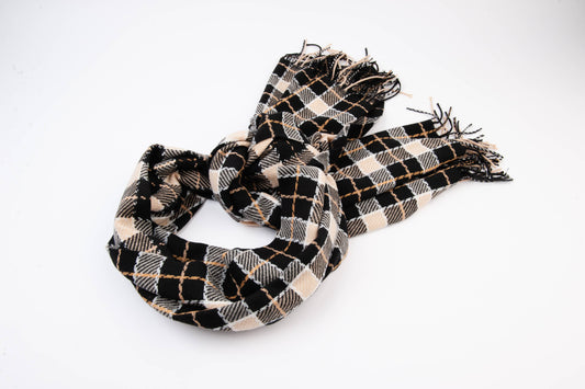 Black/Beige Plaid Hermon Scarf