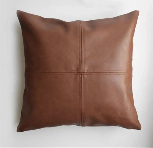 Faux Leather Throw Pillow