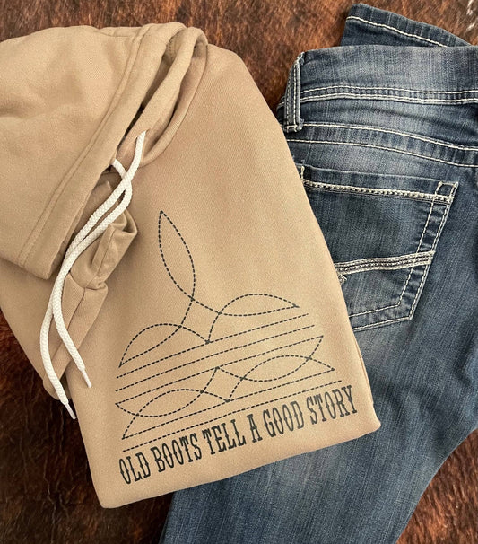 Old Boots Good Stories Hoodie