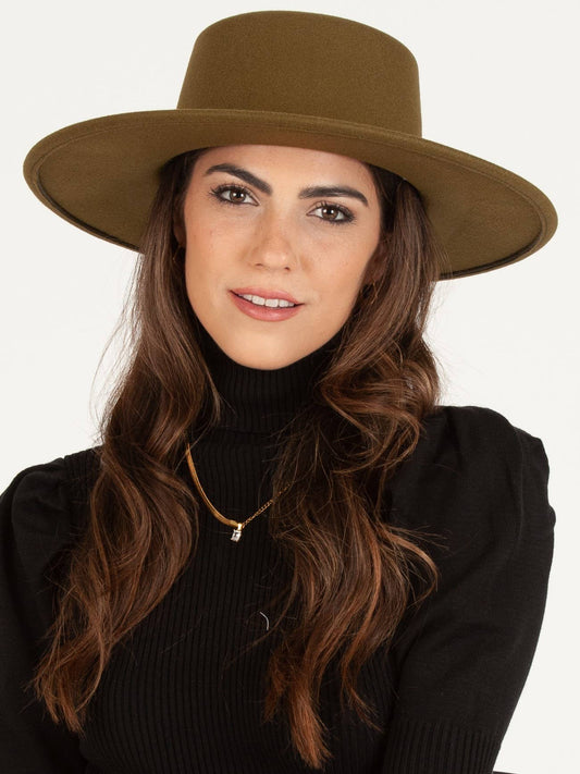 Couture BeBe Boater Hat - OLIVE