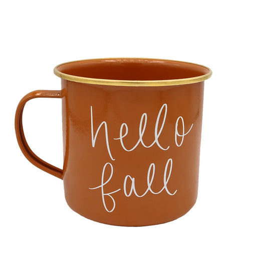 Hello Fall - Burnt Orange Campfire Coffee Mug - 18 oz