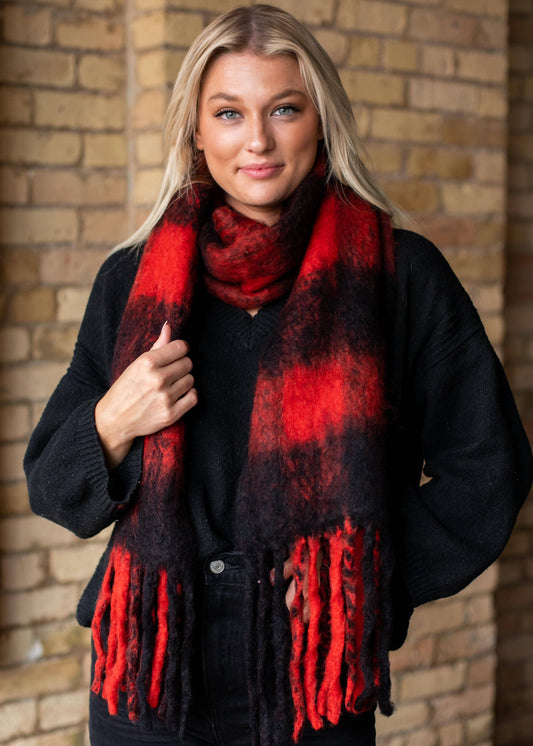 Black and Red Plaid Scarf