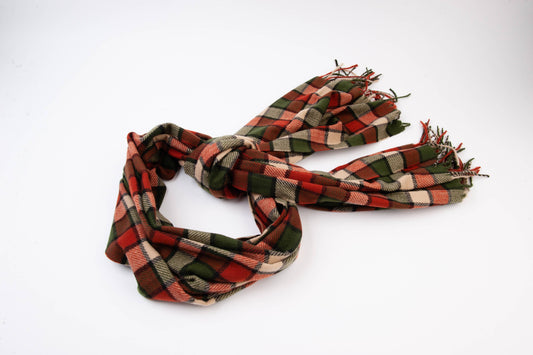 Rust/Olive Checkered Corbet Scarf