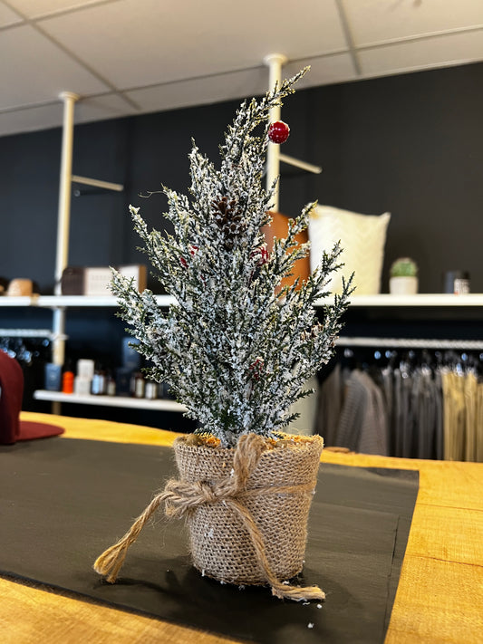 Flocked Red Berry Tree In Burlap Pot