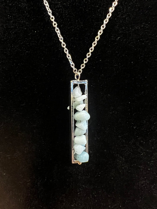 Long Blue Crystal Necklace