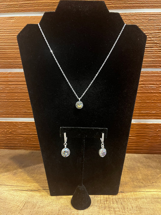Raw Crystal Necklace And Earring Set