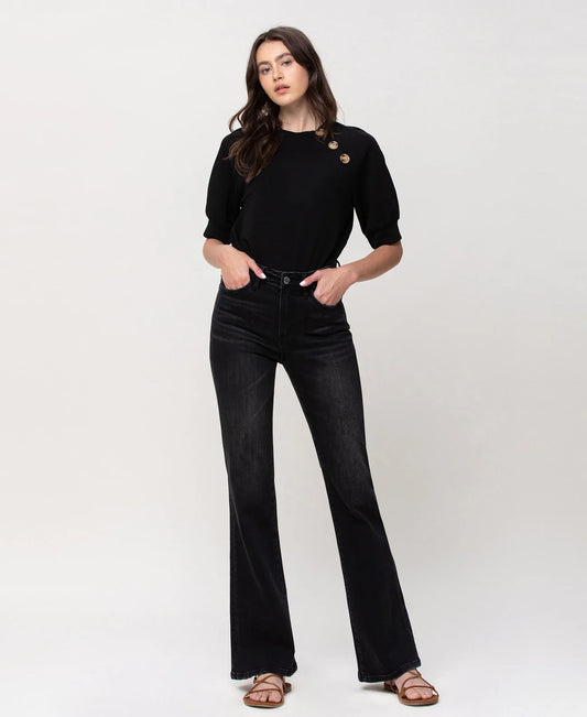 FLYING MONKEY- Black Relaxed Flair Jeans