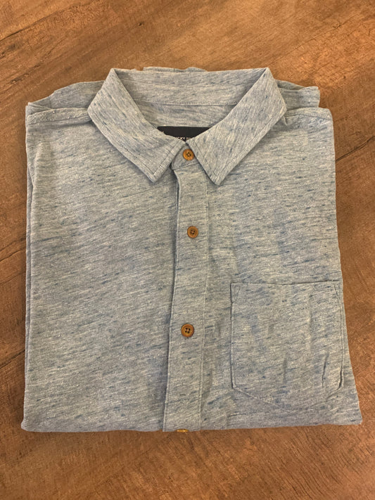 Short Sleeve Linen Button Up Aegan Blue