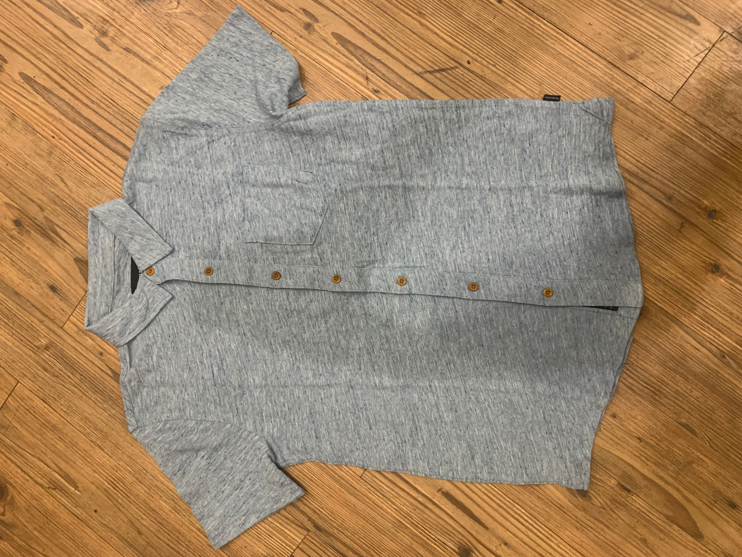 Short Sleeve Linen Button Up Aegan Blue