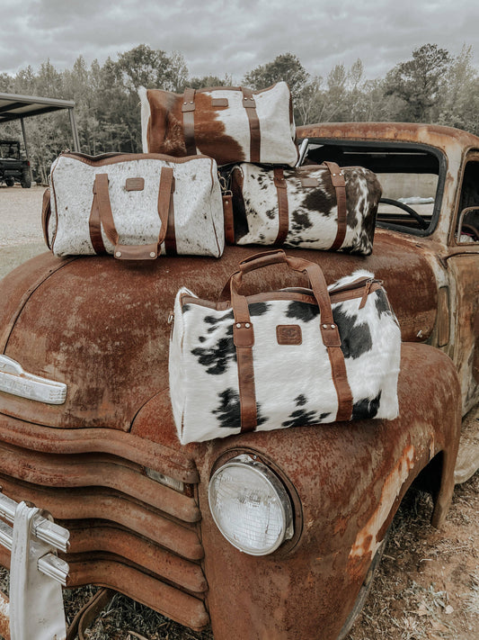 Western Cowhide Duffle Weekend Bag