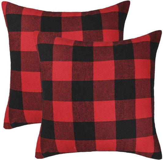 Holiday Plaid Throw Pillow Cover, 14x14 inch