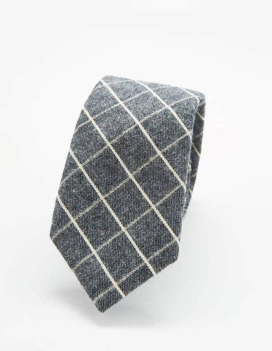 Admiral Row - Dark Grey Checkered Skinny Tie