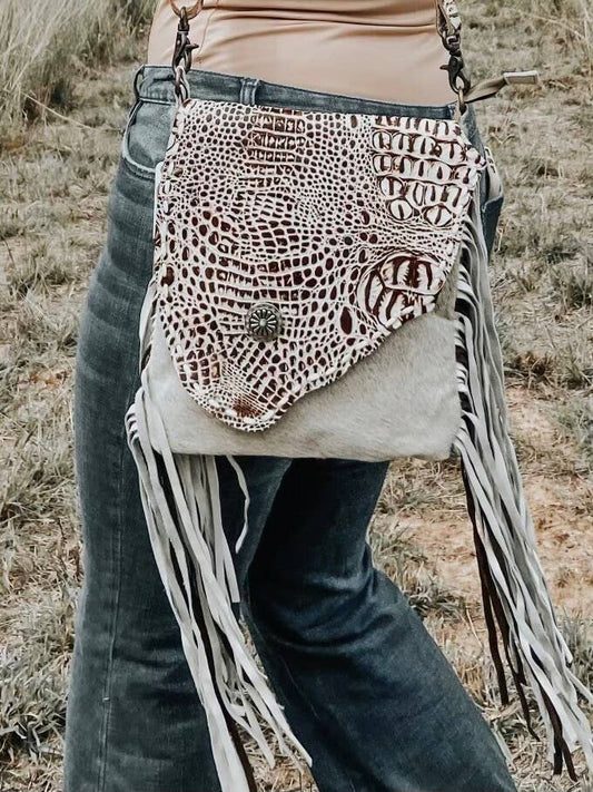 Myra Cowhide Fringe Bag