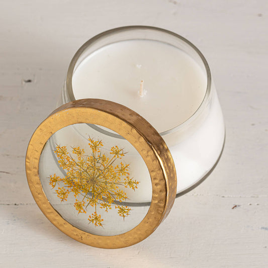 Harvest Pumpkin Pressed Floral Candle