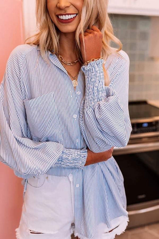 Striped Long-Sleeve button-Up