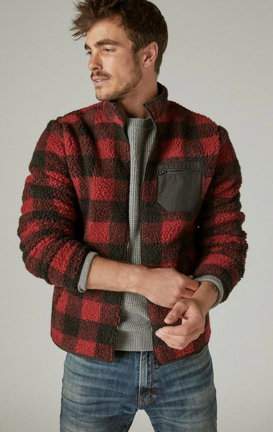 Seany Plaid Sherpa Zip Up