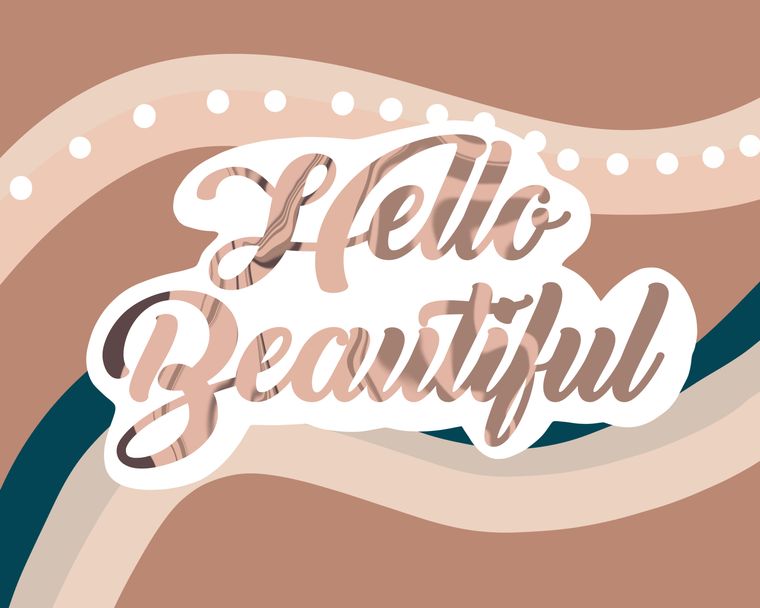 Hello Beautiful Sticker 3x2 in.