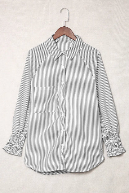 Striped Long-Sleeve button-Up