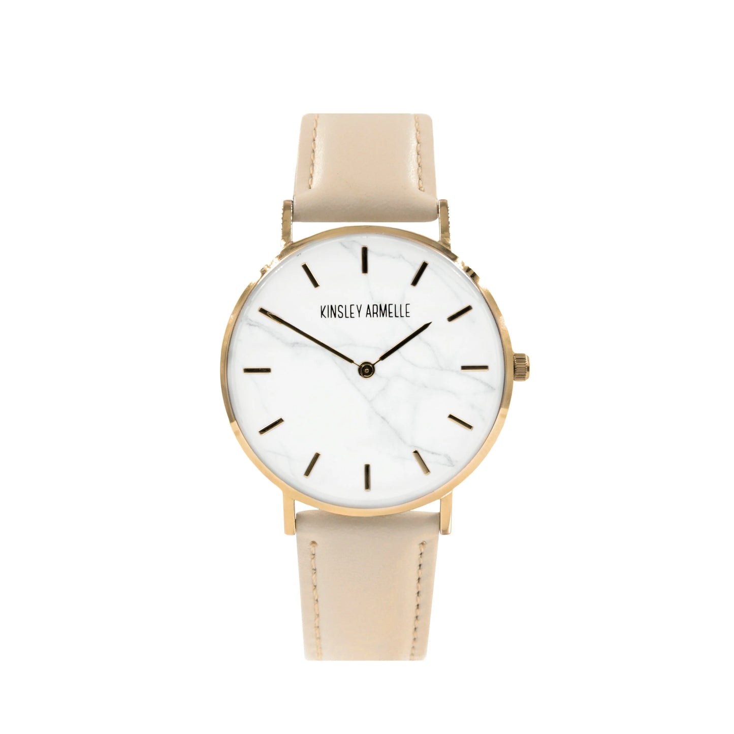 Rose Gold Marble Tan Leather Watch