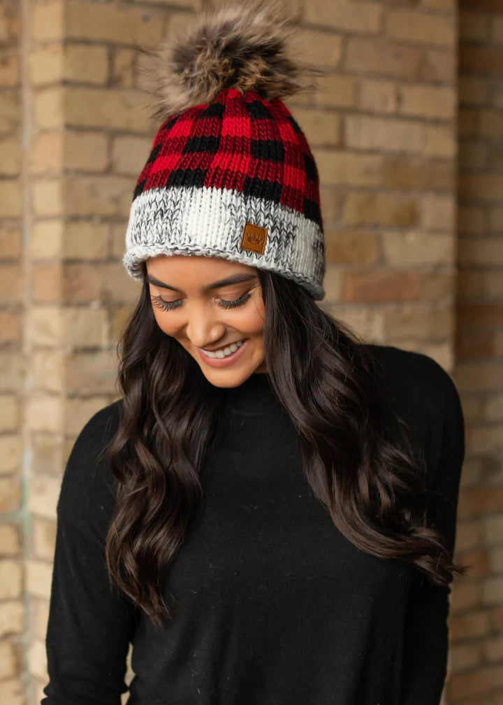 Knitted Pom Beanie- MULTIPLE COLOR/PRINT OPTIONS